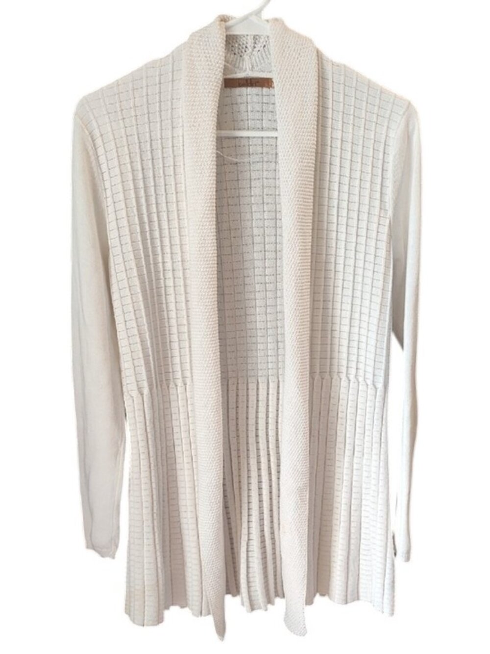 Belldini | Women's White Open-Front Ribbed Cardigan Sweater | 16 PTP